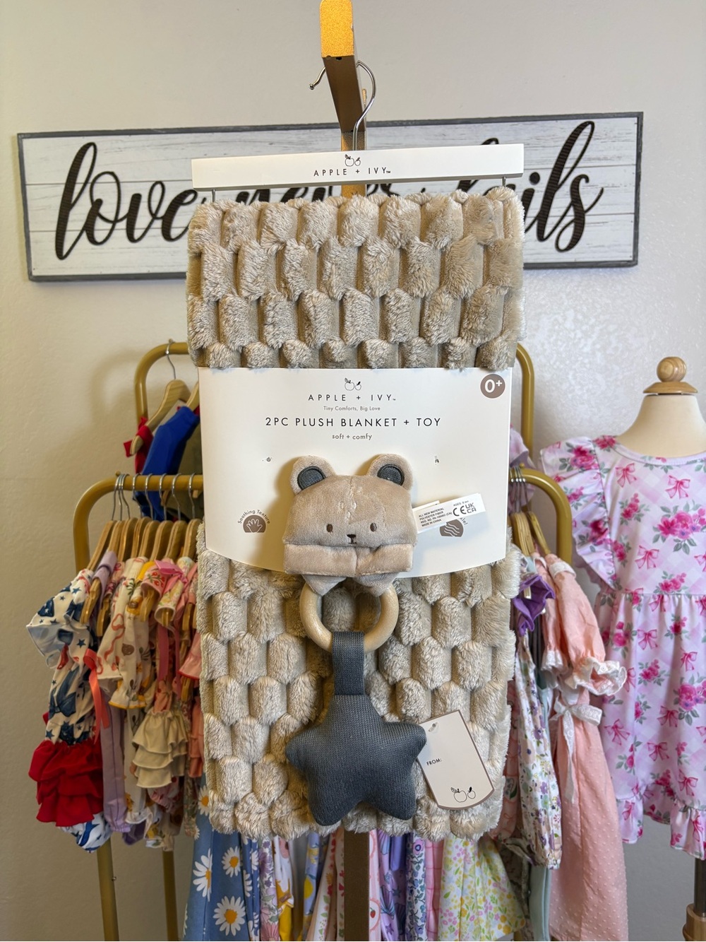 Cream Plush Blanket & Bear Toy Set